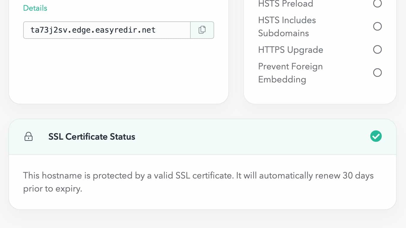 SSL certificate status